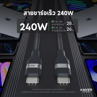 [HOT] Anker Nano Type C to C Cable 240W USB C สายชาร์จเร็ว ชาร์จเร็ว for iPhone 15-17 Series iPad MacBook Laptop A82E2
