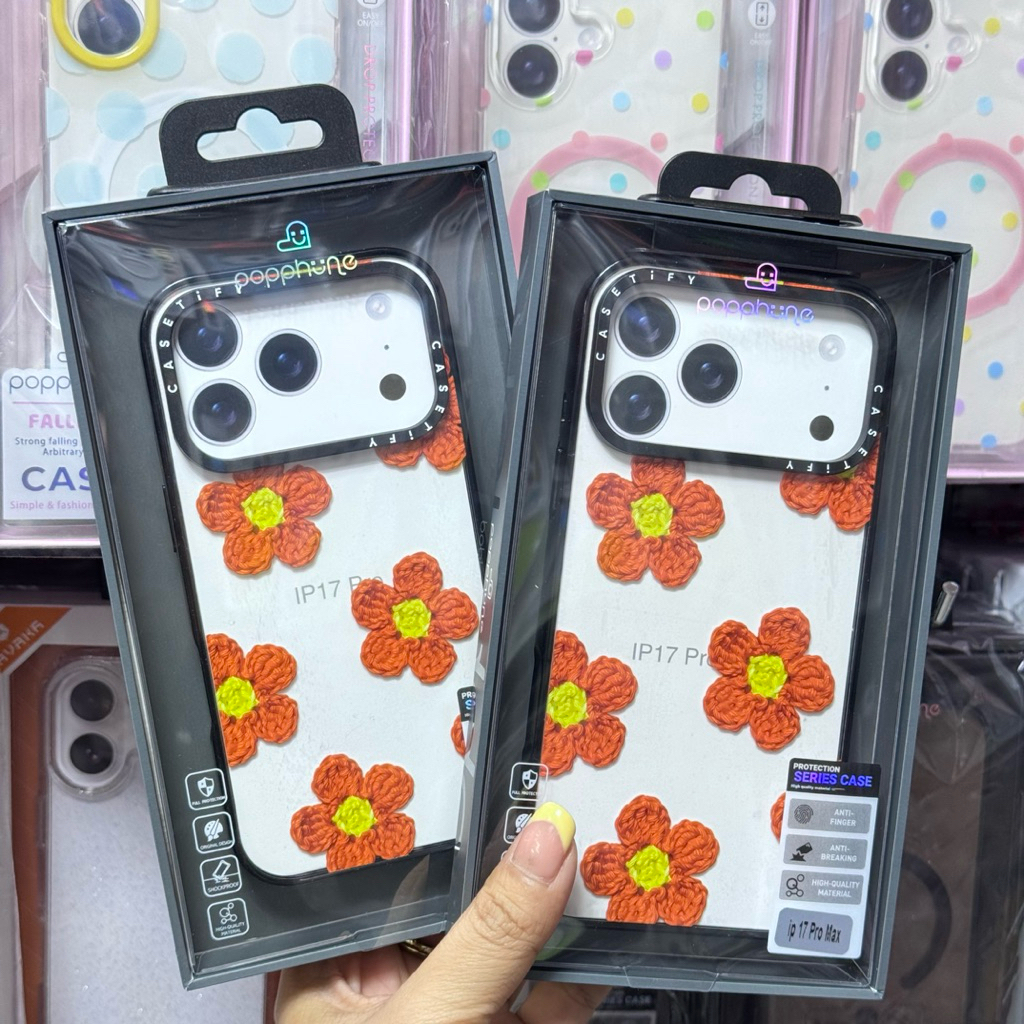 *Popphoneเคส Crochet Flowers - Orange #เคส กันกระแทก iPhone 17Pro Max 17pro ลายแนะนำ