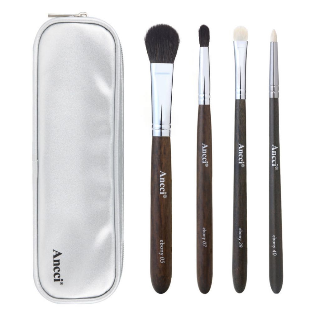 Ancci Brush Daily Makeup Cheek & Eye Brush set 002 ( Ebony05 Ebony07 Ebony29 Ebony40 ) +กระเป๋าใส่แป