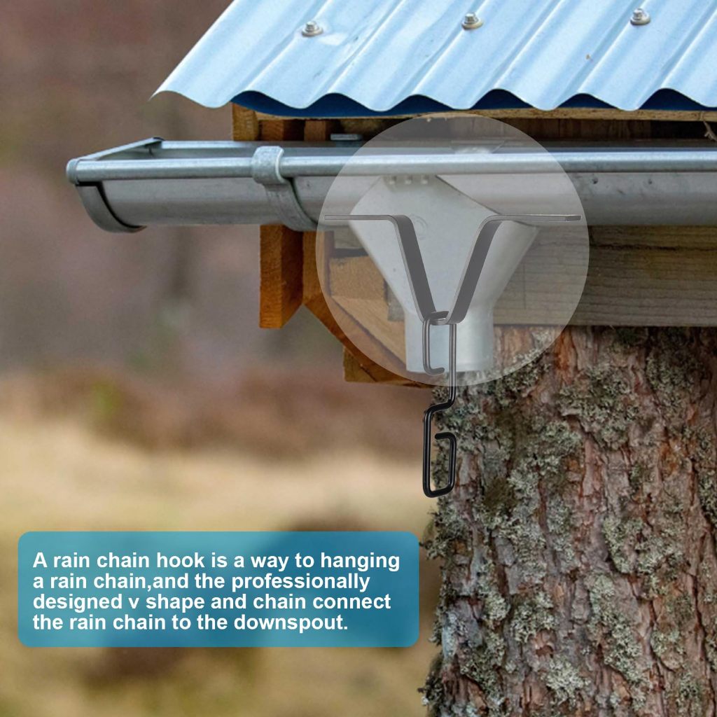 คลิปเชื่อมต่อโซ่ฝนทรงตัว V สำหรับรางน้ำฝน ตัวอะแดปเตอร์รางน้ำ สำหรับท่อระบายน้ำและตะขอแขวนตกแต่งสวน - รูปที่ 3