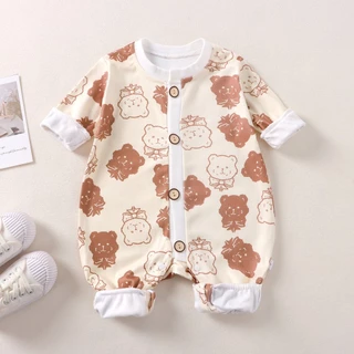 BEAR BABY ชุดเด็กอ่อน ชุดนอนเด็กอ่อน บอดี้สูทเด็ก แบบขายาวแป๊กหน้า เสื้อผ้าเด็กอ่อน ชุดเด็กแรกเกิด เสื้อเด็กแรกเกิด ไซส์