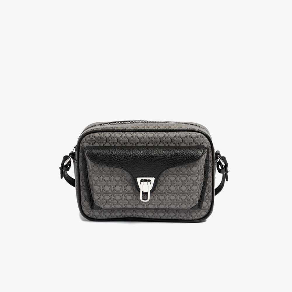 Coccinelle รุ่น Beat Coated Monogram E1S0J150201736 กระเป๋าสะพายผู้หญิง สี MULTI NOIR/NOIR ขนาด 21X1