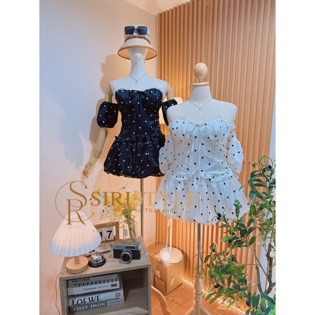 - AM004 - #AMSO ชุดเซ็ตปาดไหล่ลาย Polkadot งานฮิตสาวอวบ อก 36-48 เอว -30-42 สพ -50