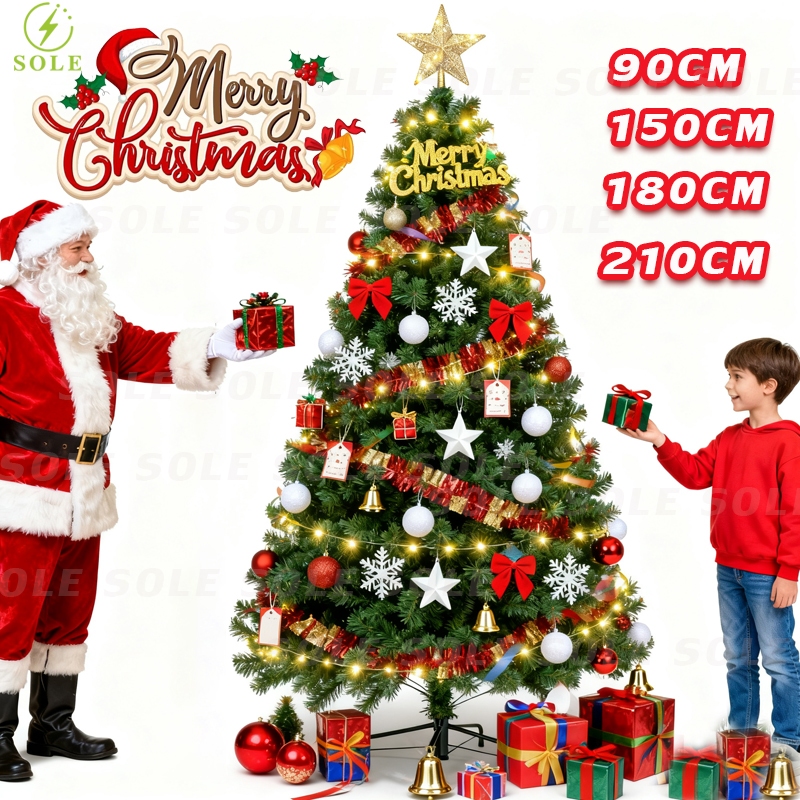 ส่งของ 24 ชั่วโมง ต้นคริสต์มาส SOLE อุปกรณ์170ชิ้น ขนาด90/150/180/210CM ฟรีแถบตกแต่ง Christmas Tree