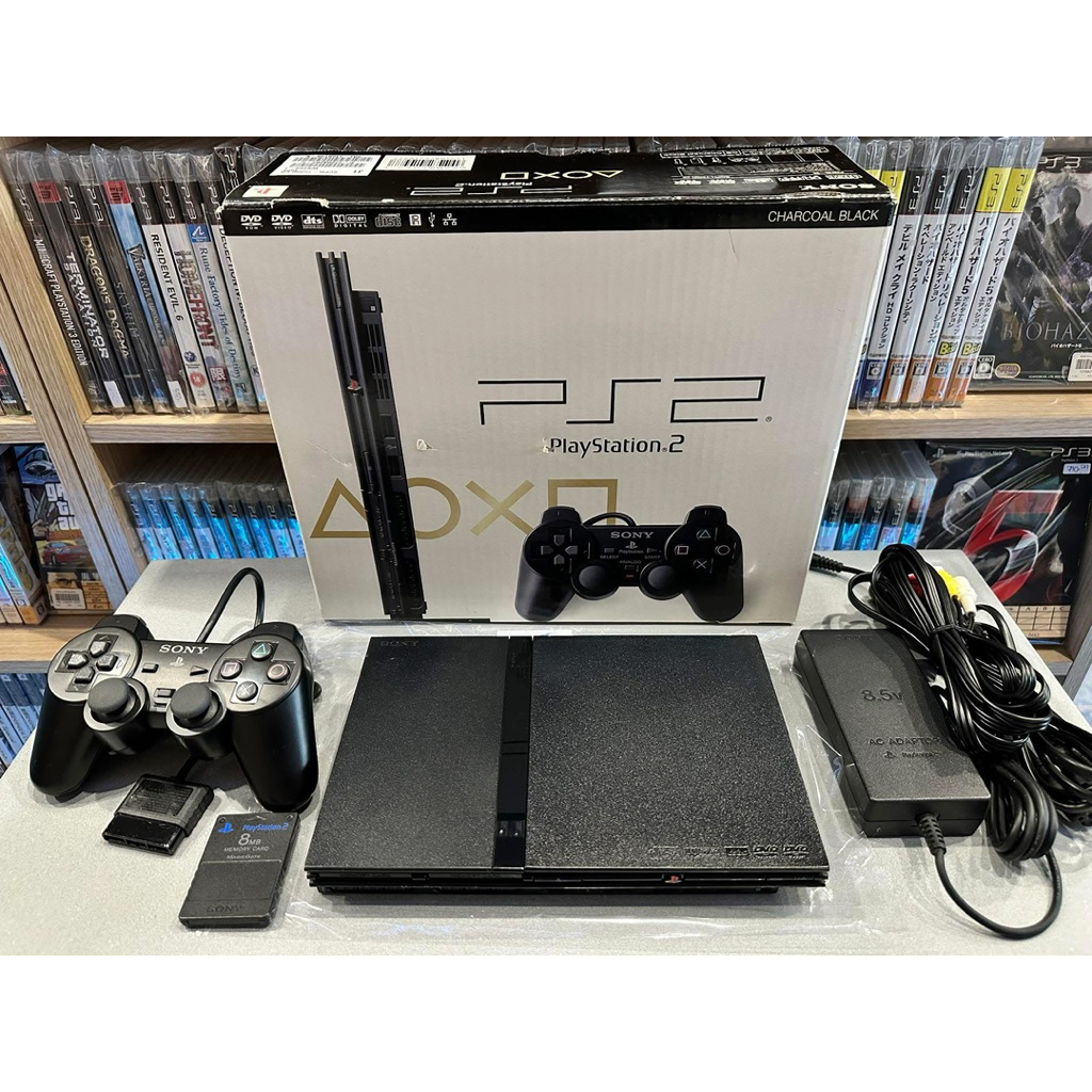 (1) เครื่อง PS2 PlayStation 2 [SCPH-75000CB][charcoal black](japan)  -เครื่องแท้มือสอง เล่นแผ่นแท้เด