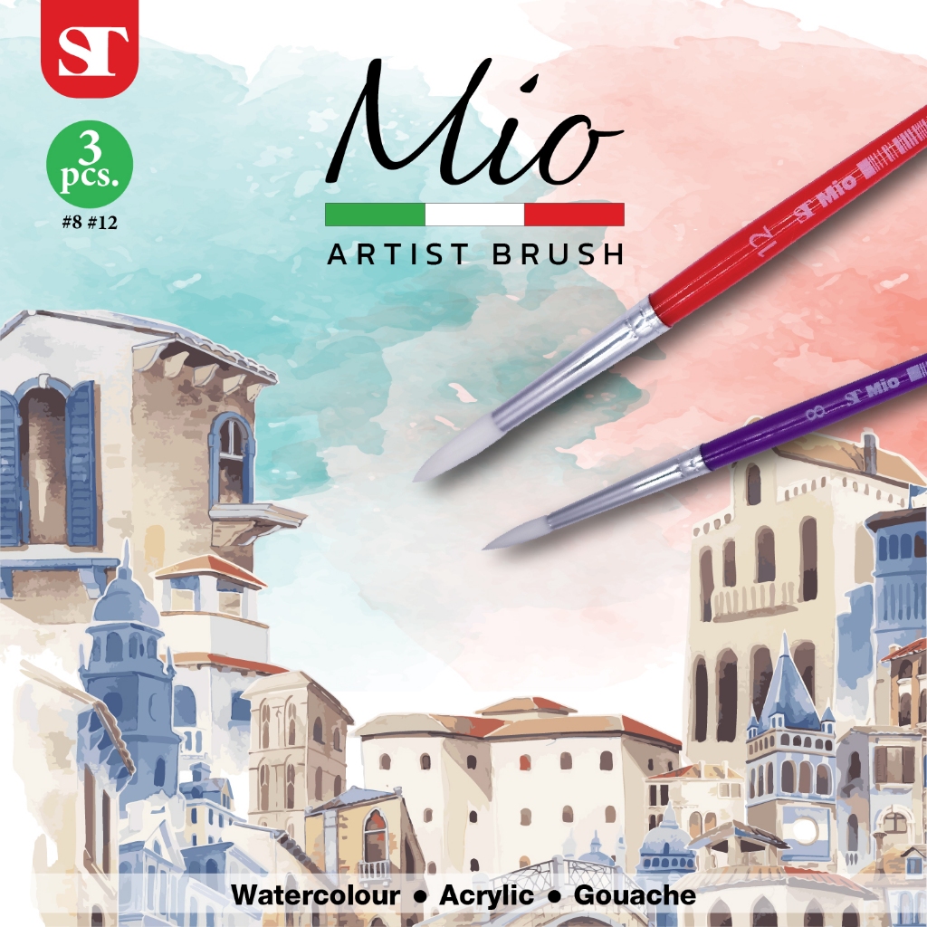 St Mio Brush พู่กัน 2 ด้าม ขนาด #8 #12