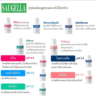 SAUGELLA Attiva exp.25/06/2027 /DERMOLIQUIDO PH3.5 exp.26/10/2026ซอลเจลล่า แอ็ทติว่า 250ml.สูตรสีเขียว ปกป้องเป็น 2 เท่า
