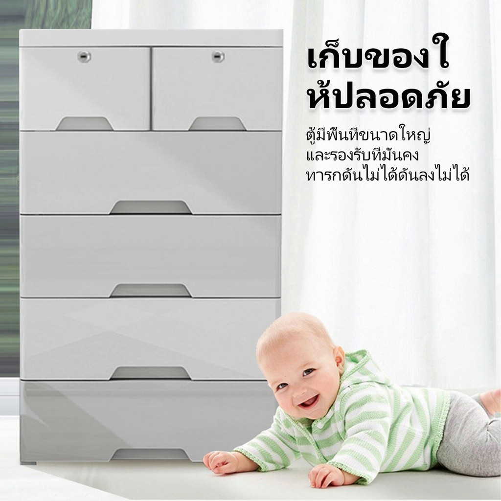 JUYBOS ตู้ลิ้นชักสีขาว ตู้เก็บของ มีล้อเลื่อน พกพาได้ แข็งแรงทนทาน - รูปที่ 7