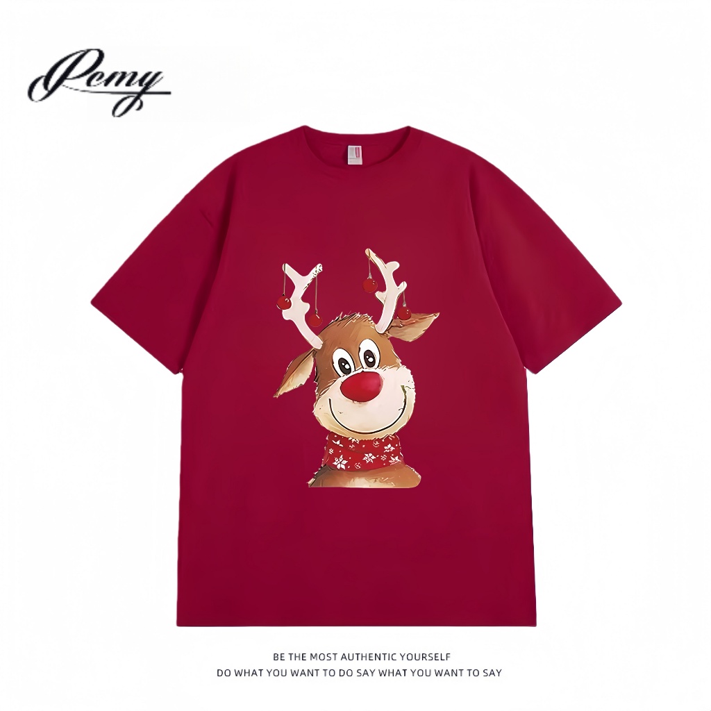 【ส่งจากBKK 24ชม.】เสื้อยืดคริสต์มาส BD158 ลายกวางน่ารักกุ๊กกิ๊ก ผ้าฝ้าย100% ยืดหยุ่นใส่สบาย รับเทศกาล