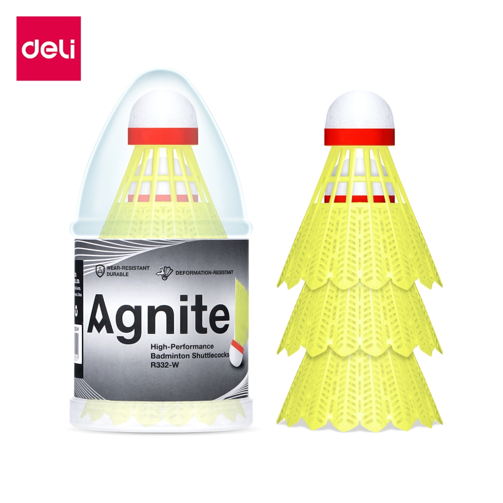 Deli ลูกแบตมินตัน ลูกแบตไนลอน แพ็ก 3 ลูก แข็งแรง ไม่เสียทรง ตีแม่น เสถียร ลู่ลม  Nylon Shuttlecock