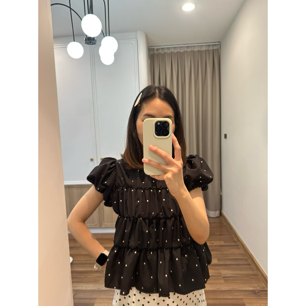 Bubble top black polka dot 🫧
