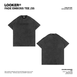 LOOKER — FADE EMBOSS TEE /25 เสื้อยืดผ้าฟอกเฉดเทา