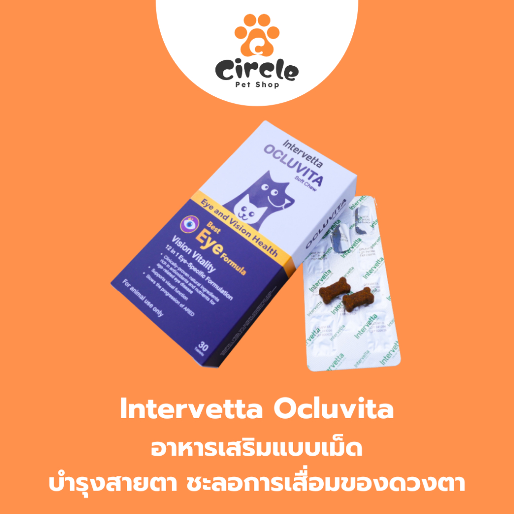 Ocluvita อาหารเสริมเพื่อบำรุงสายตาและดวงตา สำหรับสุนัขและแมว 30 เม็ด