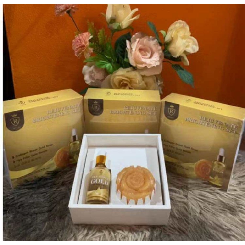 โปร11.11 แบรนด์Risa Collagen Super Gold Soap , Hya Filler Gold Serum 24K Gold 99.99%
