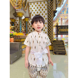 ชุดไทยเด็ก ขาว ดำ 1-5ปี ท่านขุน 📌ชุดไทยลูกชาย 🩷 ใส่ไวอาลัย