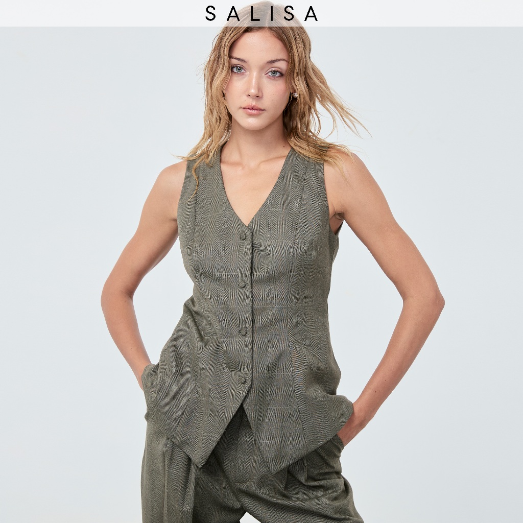 SALISA - VEST FW25 Plaid Moss
