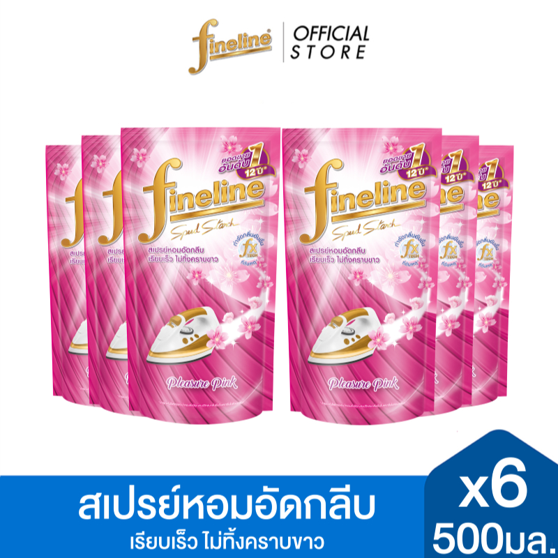 [แพ็ค6] Fineline ไฟน์ไลน์สเปรย์หอมอัดกลีบ กลิ่น Pleasure Pink 500 มล. X6, สีชมพู