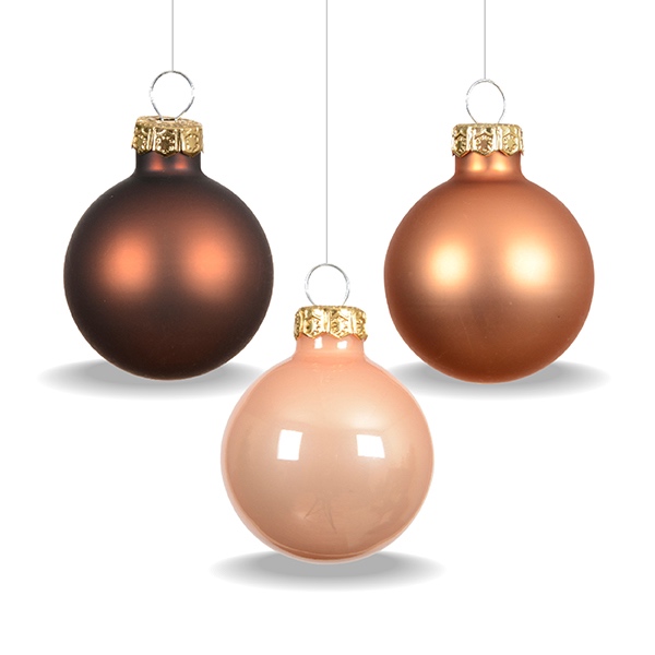 ชุดลูกบอลคริสต์มาสแก้วโทนสีน้ำตาล Brown - Christmas Glass Baubles Set | Ø 8 cm.
