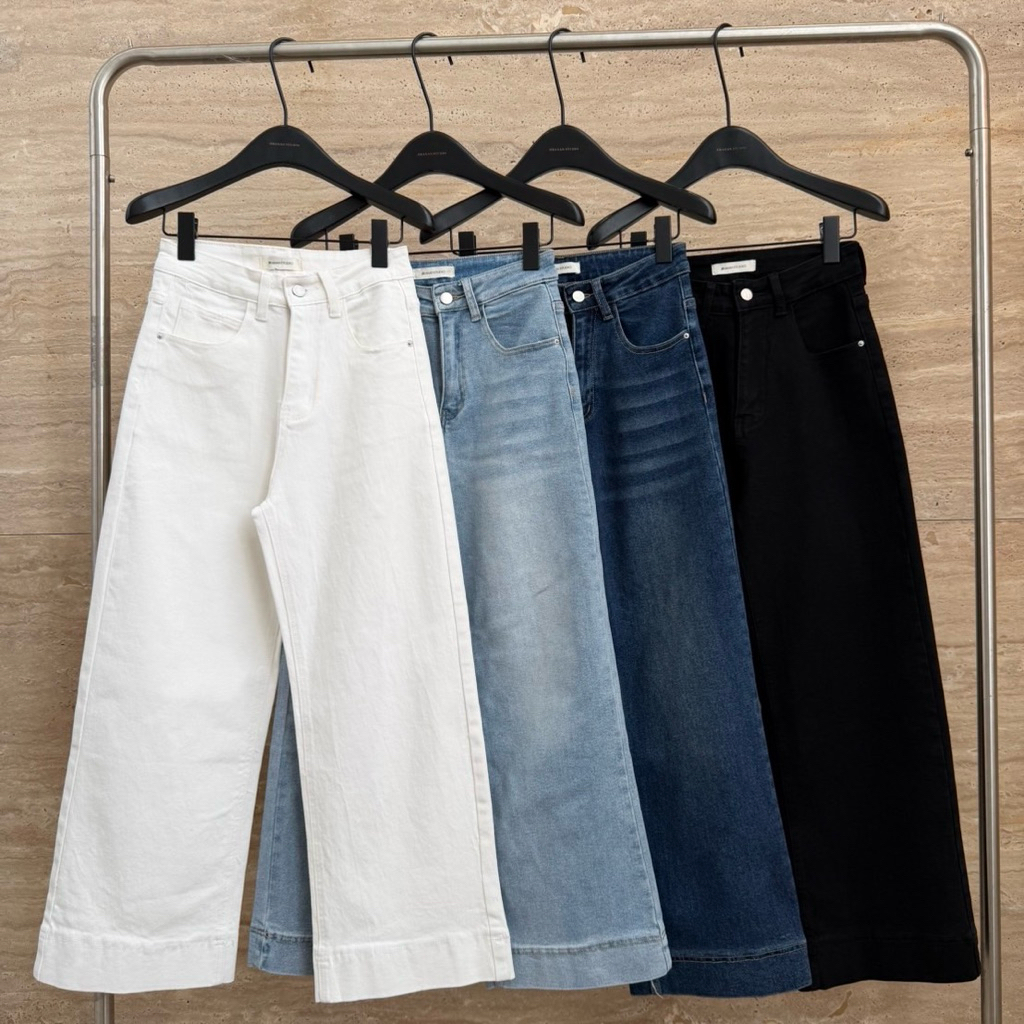 [เก็บโค้ดหน้าร้าน ลด25% เหลือเพียง 547.-] Garlic Jeans (การ์ลิค) ยีนส์ขาเต่อสุด cute ยีนส์เอวสูงขากระบอกกลางผ้ายีนส์ยืด