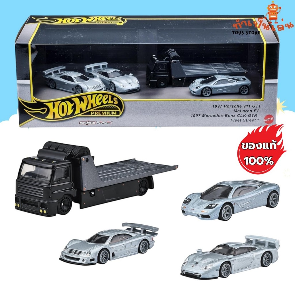 Hot Wheels Premium - DIORAMA Le Mans 24-hour races in the 1990s Porsche 911 McLaren F1 Mercedes-Benz CLK-GTR สเกล 1/64
