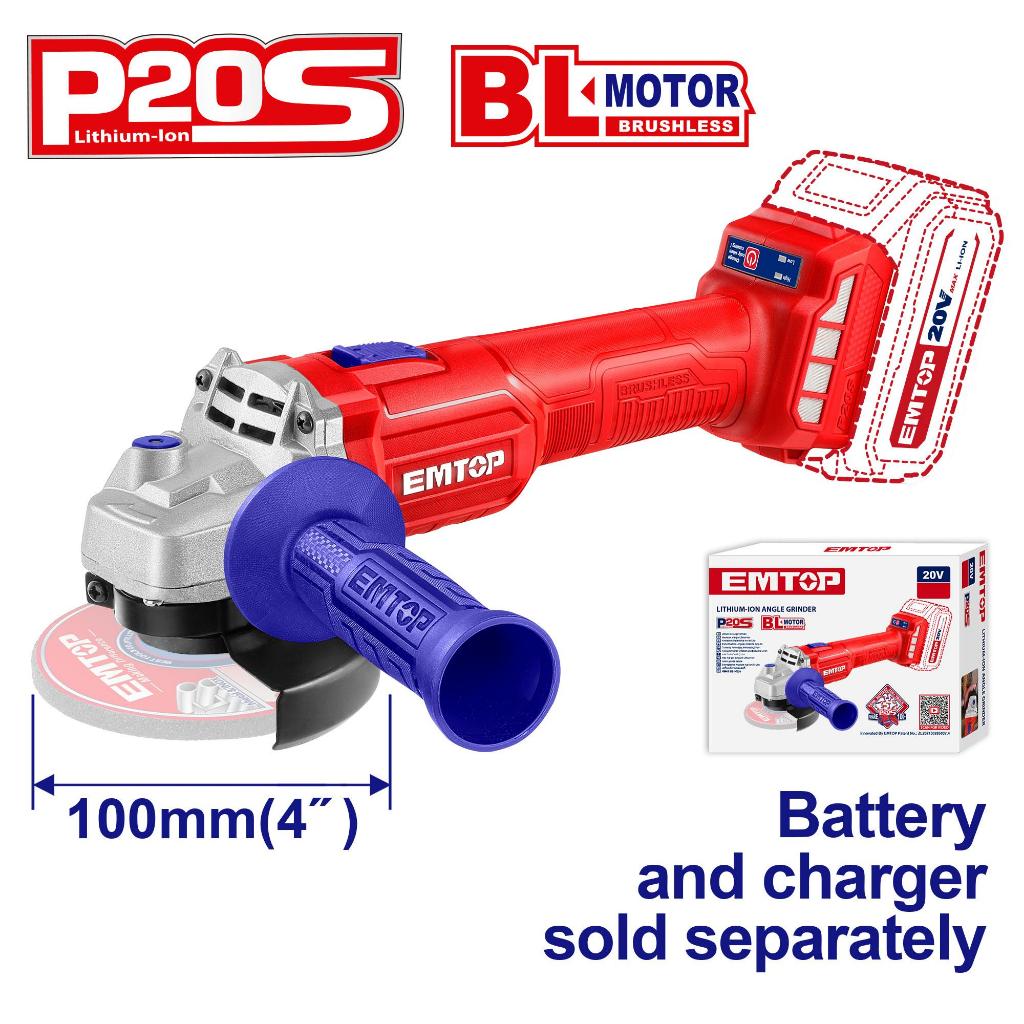 EMTOP เครื่องเจียรไร้สาย 4" 20V. ELAG20107