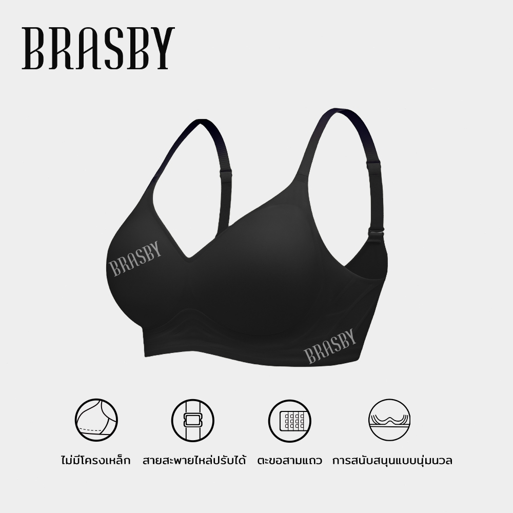 🎉Brasby🎉เสื้อชั้นในแบบมีสายสะพาย เสื้อชั้นในแบบซัพพอร์ตเนื้อนุ่มแบบไร้ตะเข็บ เสื้อชั้นในแบบดันทรง เสื้อชั้นในแบบผู้หญิง