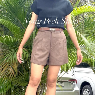 กางเกงขาสั้นทรงบาร์บี้ผ้าโซดา ปลายขาโค้งเว้า สาวอวบใส่ได้ S-3XL
