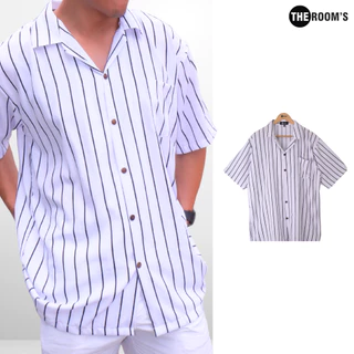 THE ROOM'S-เดอะรูม เสื้อฮาวาย เสื้อเชิ้ตแขนสั้น สีดำ สีขาว ไม่ต้องรีด ยับยาก ผ้านุ่ม ผ้าไหมเย็น