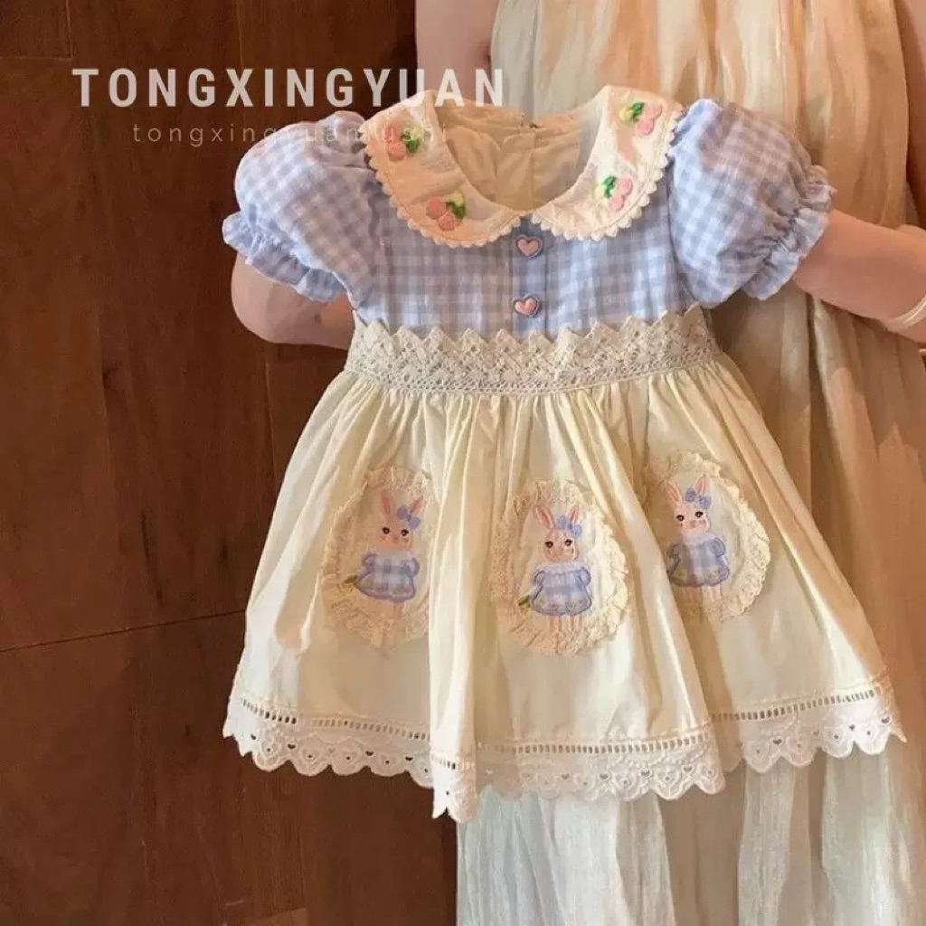พร้อมส่ง(มีส่งด่วน)💍เดรสลูกสาวลายสก๊อตกระต่าย