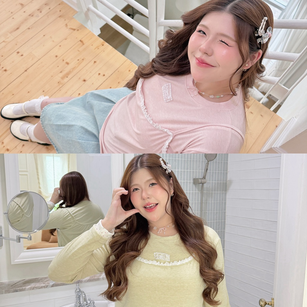 เสื้อแขนยาวผ้ายืดไหมพรมน่ารักใส่สบายสาวอวบต้องมี baby cralyn sets 🎀(เสื้อแขนยาวผ้ายืดไหมพรมน่ารักใส่