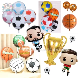 ลูกโป่งธีมกีฬา🏆 ลูกโป่งนักฟุตบอล Messi Ronaldo ฟอยล์ลูกฟุตบอล ลูกบาส ลูกวอลเล่ย์ ลูกรักบี้ ถ้วยแชมป์ trophy
