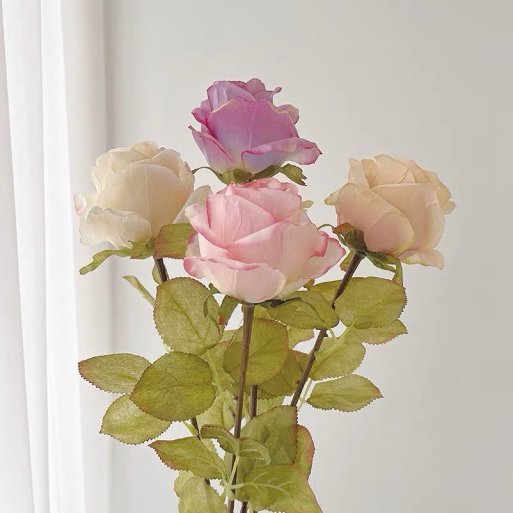 <พร้อมส่ง> ดอกกุหลาบประดิษฐ์ Cloth Rose 🌹 กลีบผ้า 12 สี มีdetail ดอกไม้ประดิษฐ์ ดอกไม้ ของตกแต่ง กุหลาบ