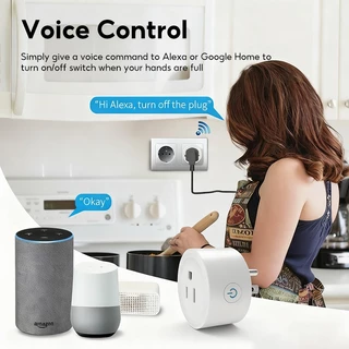MeeGoo WiFi Smart Plug วัดพลังงาน-ปลั๊กไฟ 10A ปลั๊กไฟฝังผนัง ตั้งเวลาผ่านแอพ 2200W US สําหรับ Tuya