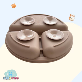 Kid a kiss จานซิลิโคนเด็ก morry baby จานหลุมซิลิโคน (จานหลุมซิลิโคน 3 ช่อง และช้อน-ส้อม)