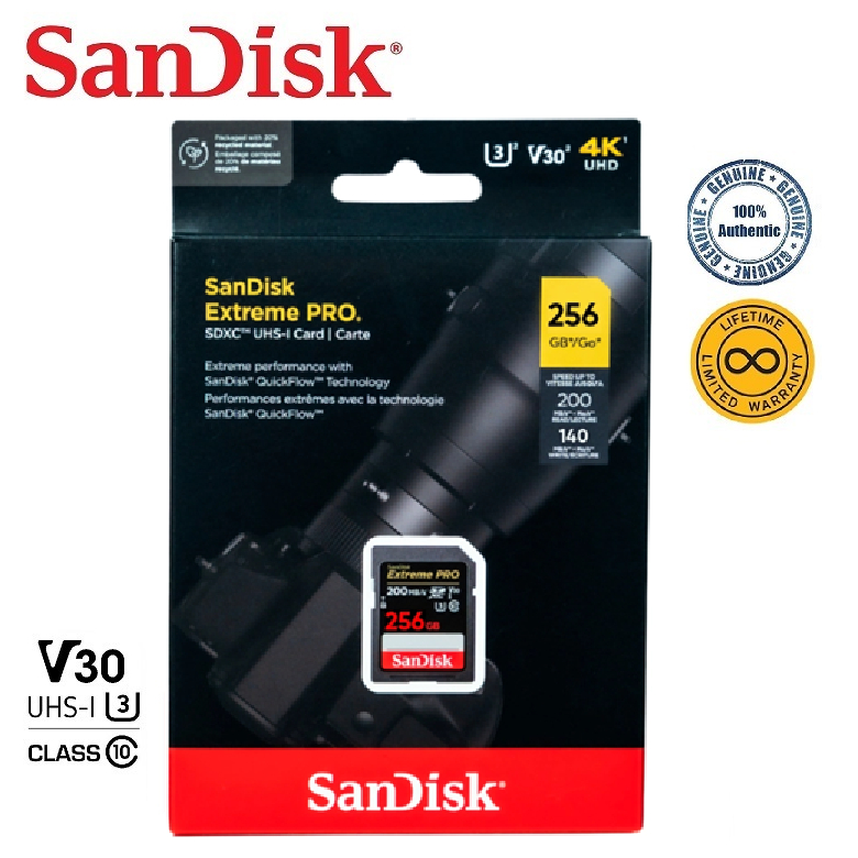 SanDisk 256GB Extreme PRO SDXC (R200/W140)