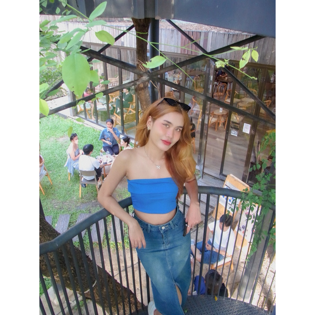 lovito เสื้อเกาะอกสีน้ำเงิน