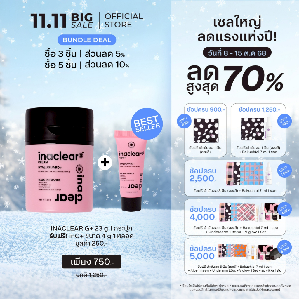 KVKXTHAILAND INACLEAR G+ Serum In Cream 23g  อินนาเคลียร์ครีม ครีมหน้าใสเติมออกซิเจนให้ผิวอมชมพู ลดฝ