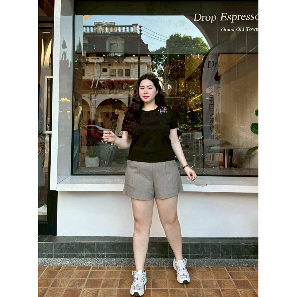 กางเกงขาสั้นสาวอวบจับกลีบ เอวสูงทรงสวยเก็บพุงเก็บสะโพกได้ดี - รูปที่ 3