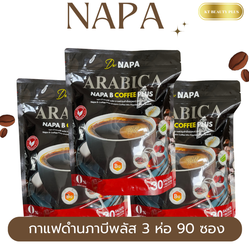 กาแฟนภาบีพลัส กาแฟดำ 3 ห่อ ราคา 570 บาท มีทั้งหมด 90 ซอง