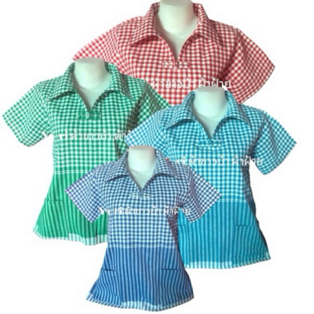 เสื้อผ้าขาวม้าคอปก ผ้าฝ้าย