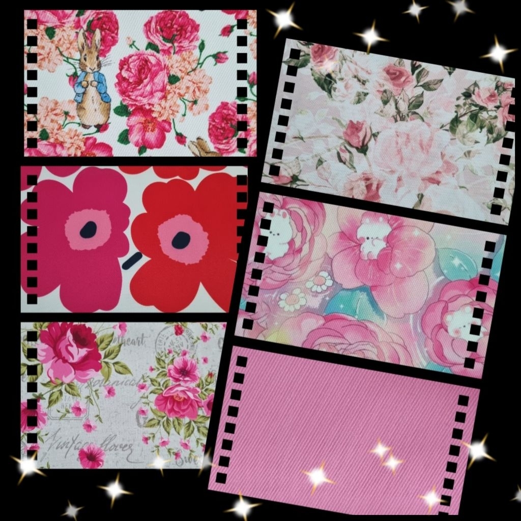 เศษผ้าโพลีสะท้อนน้ำ#4  ลายดอกไม้ สีพื้น แบรนด์เนม (ขนาด 35×45 cm). ตัดต่อเนื่องได้  💖มีลายใหม่และเติมสต๊อคค่ะ💖