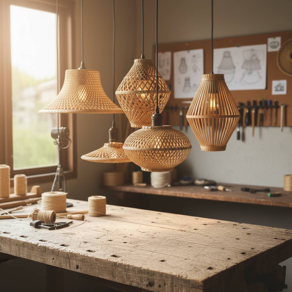โครงงอบโคมไฟ โครงงอบไม้ไผ่  โคมไฟจักสาน เคลือบเงา  ไซค์9 นิ้ว 12นิ้ว 17 นิ้ว Lamp frame DIY