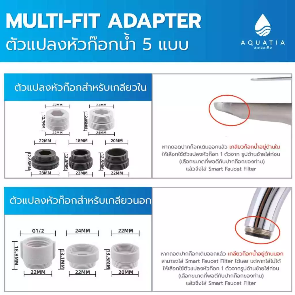 [ตัวกรอง+ไส้กรอง3ชิ้น] Aquatia ตัวกรองน้ำติดหัวก๊อกรุ่น Pro series (อะควอเทีย ฟิลเตอร์กรองน้ำ) thumbnail 10