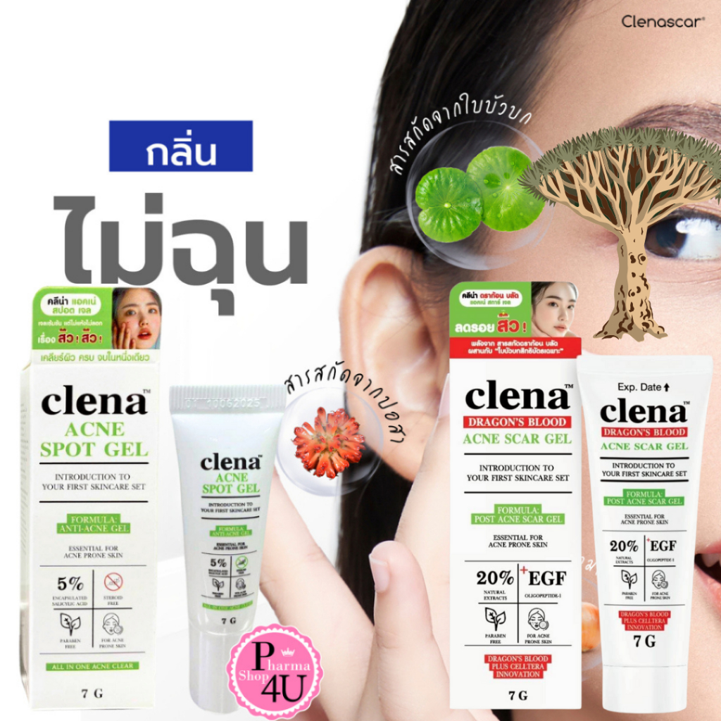 CLENA DRAGON BLOOD ACNE SCAR GEL 7G / Clena scar spot acne 7G.แต้มสิว เจลใส ด้วย allium cepa