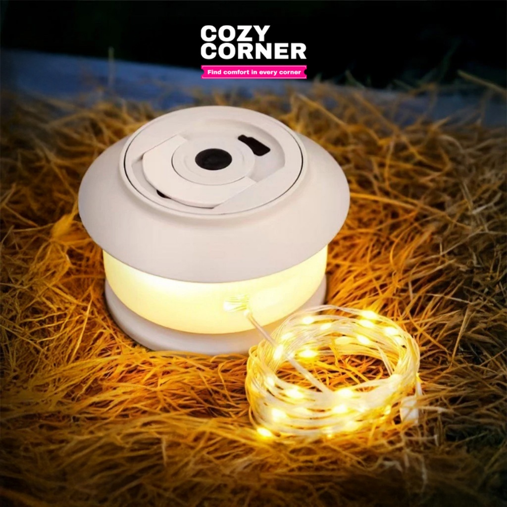 ไฟตั้งแคมป์ LED แบบหมุนมือ สายไฟยาว 20 เมตร แสงวอร์ม สำหรับตั้งแคมป์กลางแจ้ง