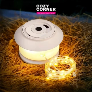 ไฟตั้งแคมป์ LED แบบหมุนมือ สายไฟยาว 20 เมตร แสงวอร์ม สำหรับตั้งแคมป์กลางแจ้ง
