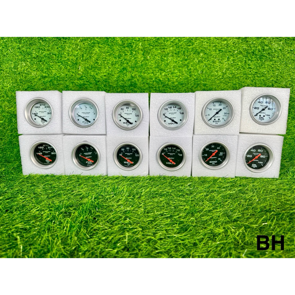เกจวัดอุณภูมิ Weter Temp,Oil Temp,Fuel Lever,Oil Press,Volt,Boostหน้สดำ/ขาว
