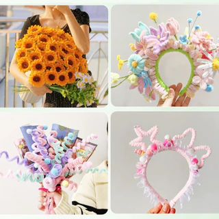 (RAK Domai) รักดอกไม้ ลวดกำมะหยี่ 100เส้น ⁠ลวดกำมะหยี่สีฟ้า ขนฟูพิเศษ ยาว30cm หนา8mm ⁠ของขวัญวันแม่⁠ DIYเพื่อการศึก