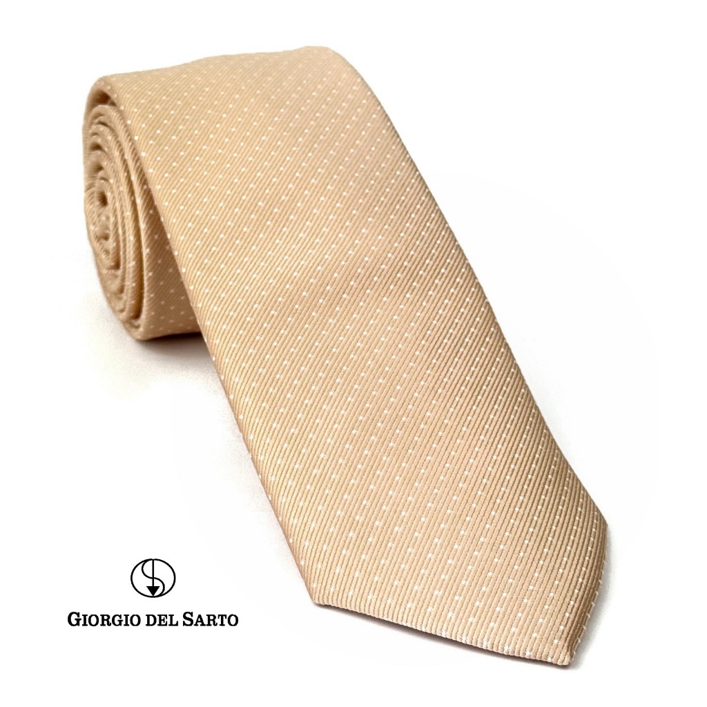 Giorgio Del Sarto Necktie 7.5 cm Sand Beige Cream with Fabric Texture เนคไทสีเบจครีมมีเท็กเจอร์