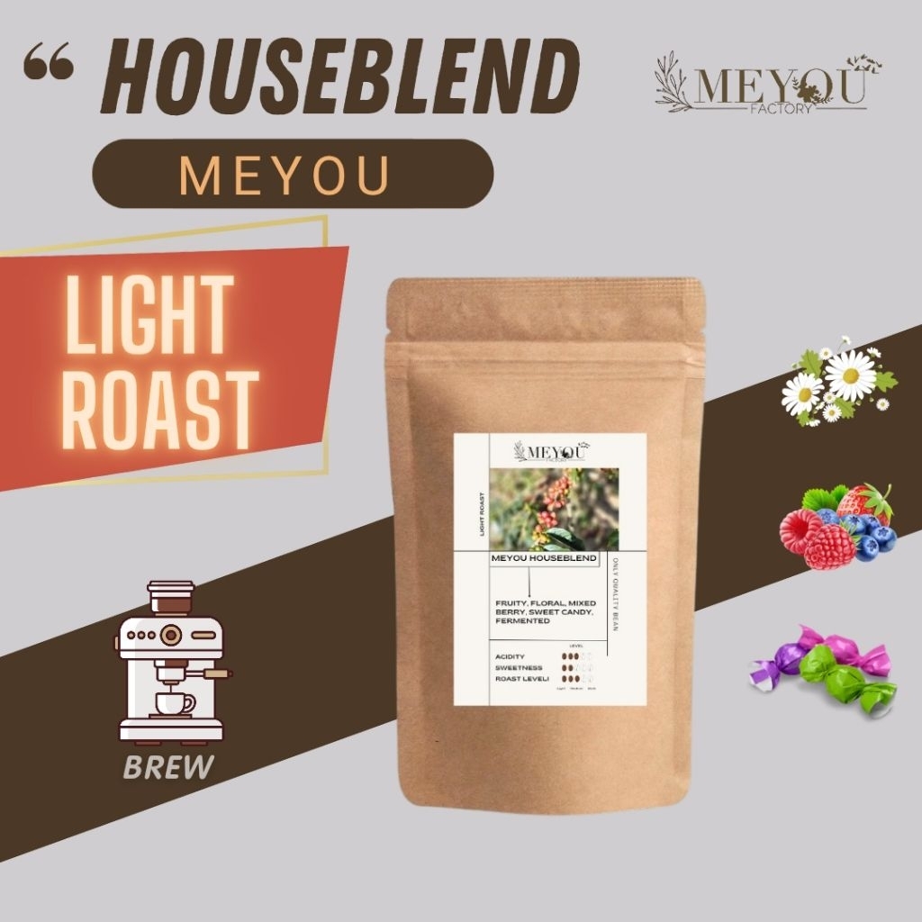 MEYOU HOUSEBLEND คั่วอ่อนหอมฟลอรัล ชงเครื่องก็สดชื่น มีชีวิตชีวาทุกช็อต